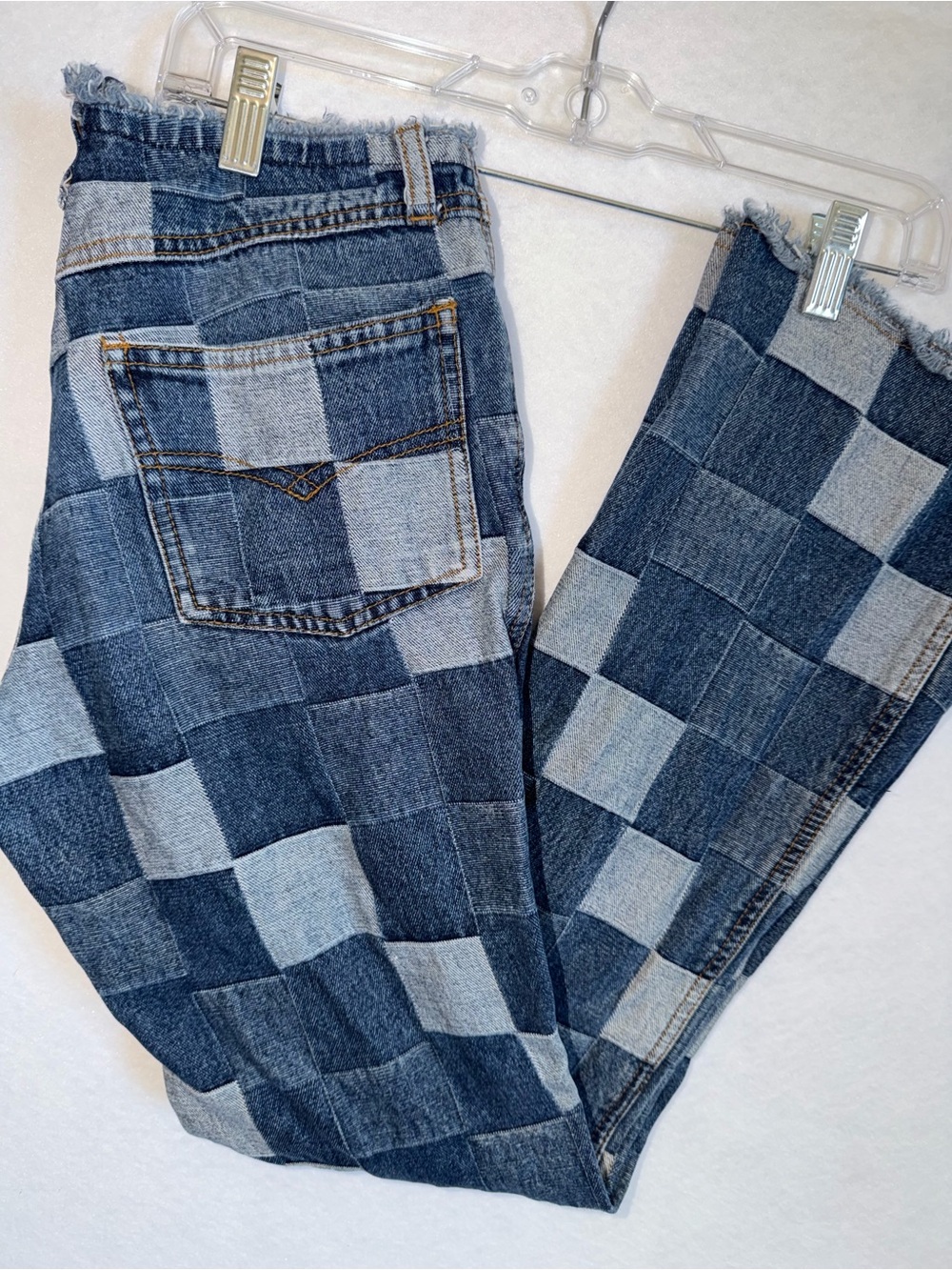 Vintage Zoey Beth Low Rise Patchwork Checkerboard Blue Jeans - Picture 2 of 11
